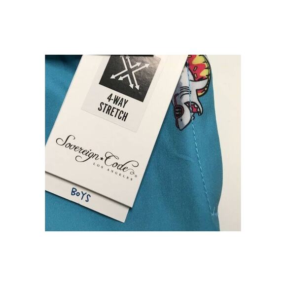 Sovereign Code Kai Printed Swim Shorts Boys 12M Pool Shark Teal NWT - Picture 3 of 7